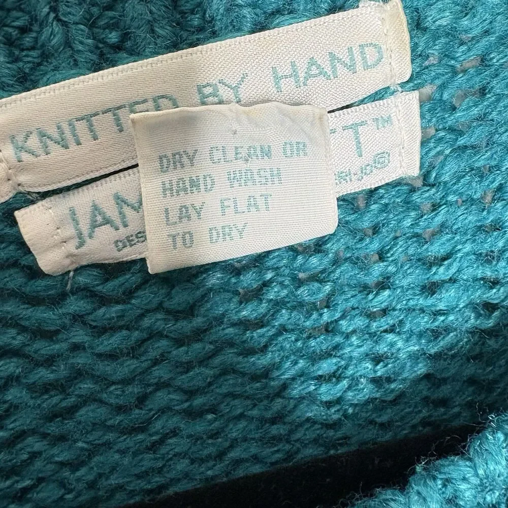Vintage Jamie Scott Hand Knitted Cardigan Sweater Green Purple Womens Size La